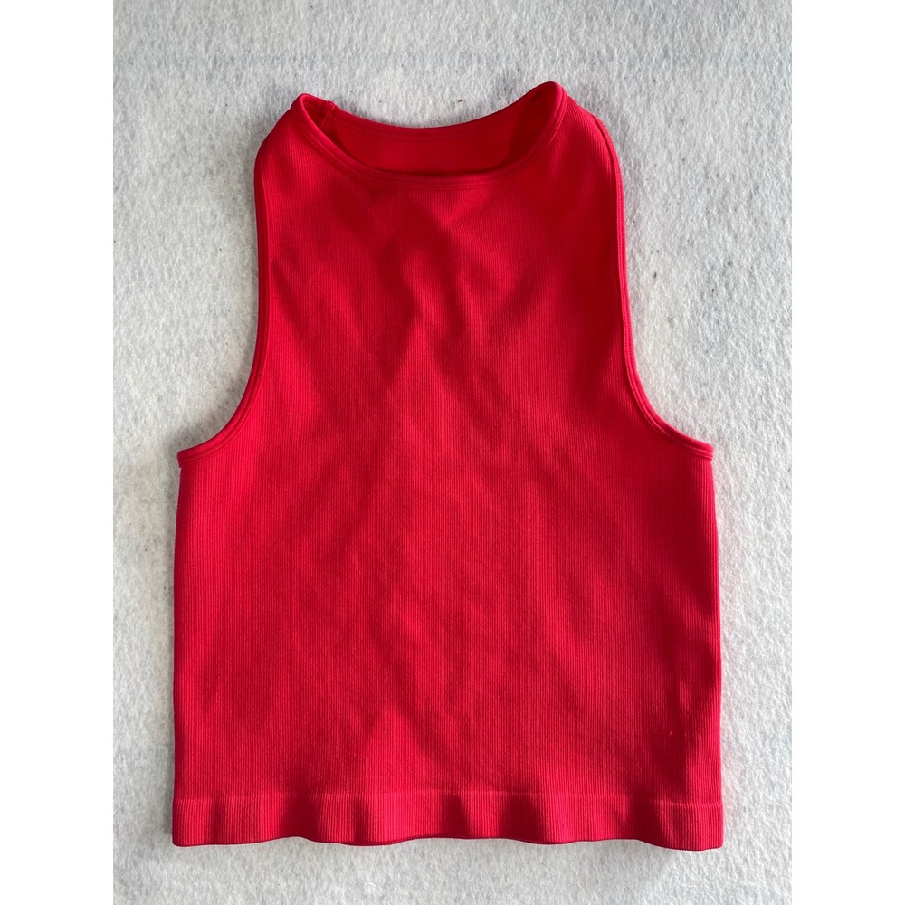 Free People Intimately Hayley Red Ribbed High Neck Racerback Tank Top XS/S